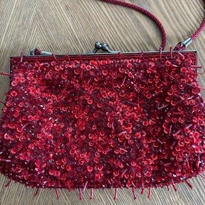 Red Sequin Clutch Bag